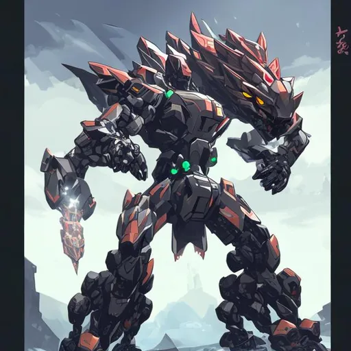 Prompt: Big robot with Black diamond dragon (i like big robots)
