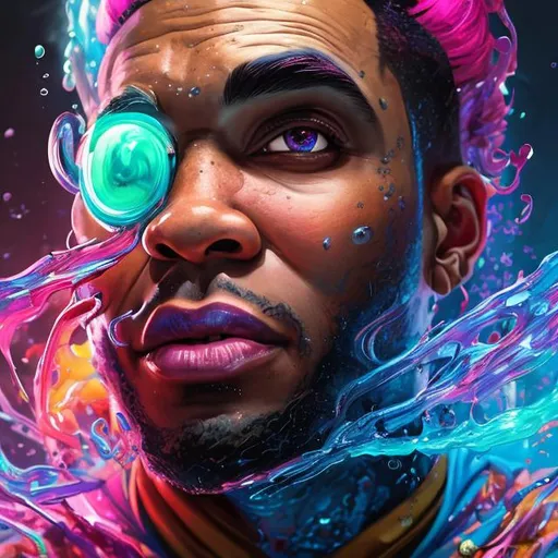 Prompt: "super ultra mega hyperdetailed ultra hyperrealistic  portrait of  Ikevin Gates as a delirium of the endless infinite,  bright liquid smoke vivid colourful articulate make up, the sandman, made by caravaggio stanley artgerm lau wlop rossdraws artstation cgsociety concept art cgsociety octane render"