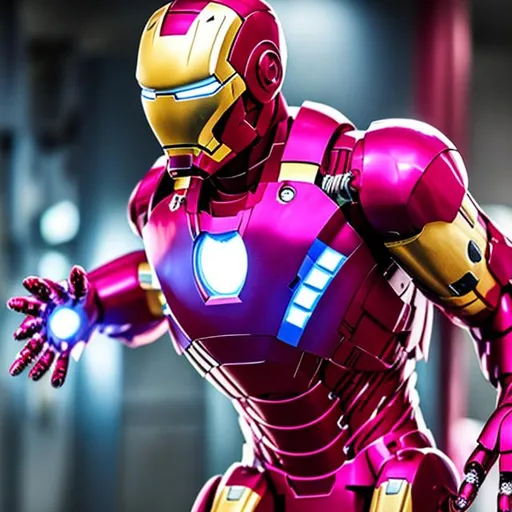 Prompt: a hot pink iron man




