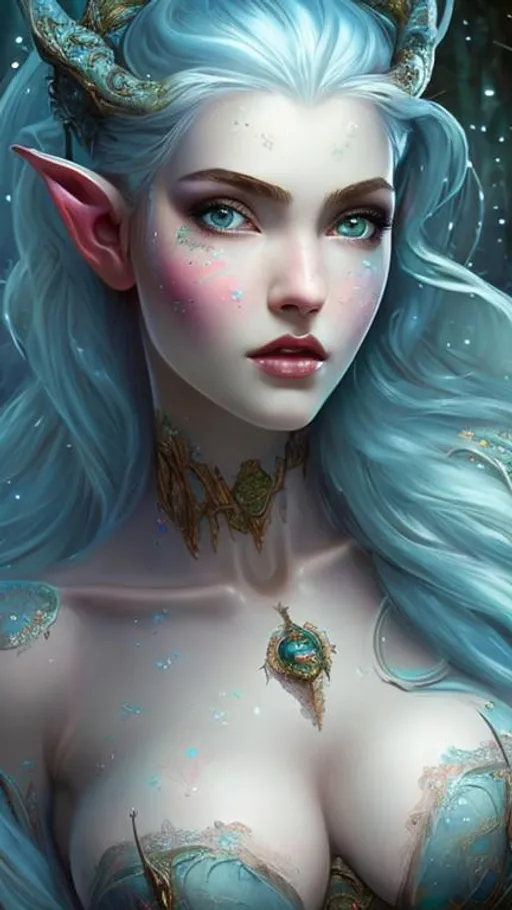 Prompt: highest quality, highest details, elf, large tit, beauty face, perfect body, full body, moon, fantasy, oil paint style. 