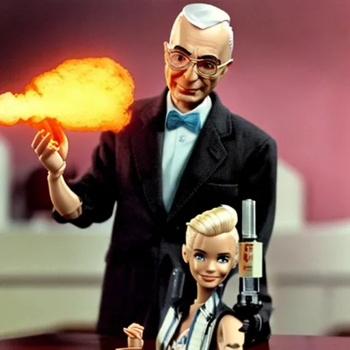 Barbie doll of Julius Oppenheimer holding nuke | OpenArt