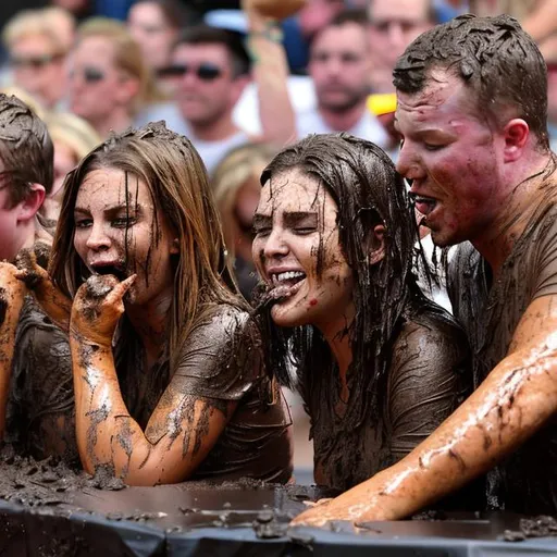 Prompt: celebrity mud eating contest