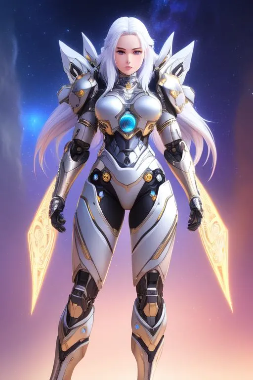 Prompt: full body, warrior, robotic  futuristic armor, gorgeous woman, goddess, white hair, detailed face, big anime dreamy eyes, 8k eyes, intricate details, insanely detailed, masterpiece, cinematic lighting, 8k, complementary colors, golden ratio, octane render, volumetric lighting, unreal 5, artwork, concept art, cover, top model, light on hair

colorful glamourous hyperdetailed medieval city background,

intricate hyperdetailed breathtaking colorful glamorous scenic view landscape anime Hatsune Miku, beautiful detailed cute face, petite young small body, hyperdetailed intricate flying fluffy blue hair, twin tails, stray hairs, hyperdetailed futuristic cyberpunk leather full body clothes, hyperdetailed complex,

hopeful,

hyperdetailed glowing light, glowing sunshine, studio lighting, cinematic light, highly detailed light reflection, iridescent light reflection, beautiful shading, impressionist painting,

volumetric lighting maximalist photo illustration 64k, resolution high res intricately detailed complex,

key visual, precise lineart, vibrant, panoramic, cinematic, masterfully crafted, 64k resolution, beautiful, stunning, ultra detailed, expressive, hypermaximalist, colorful, rich deep color, vintage show promotional poster, glamour, anime art, fantasy art, brush strokes,