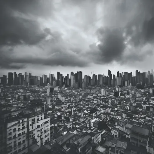 Prompt: Gray sky in city