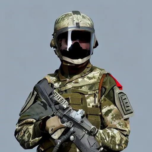 Prompt: Soldier wearing helmet with visor