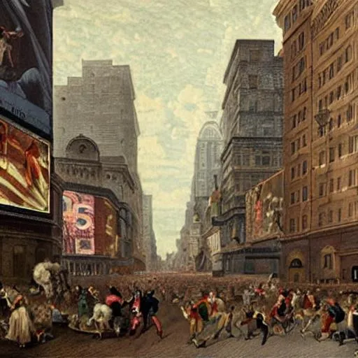 Prompt: Times Square in the 18th century and no And