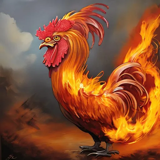 Prompt: Flaming rooster