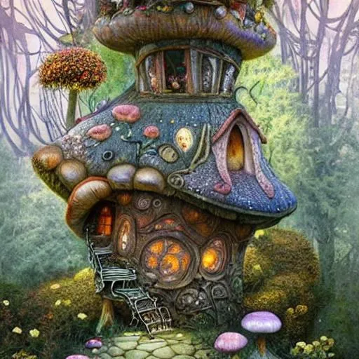 highly detailed fairytale mushroom house by daniel m... | OpenArt