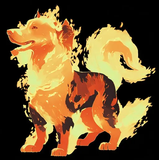Prompt: fire dog, digital art