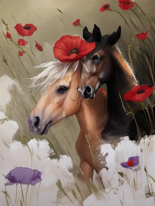 Prompt: Ponies n poppies 
