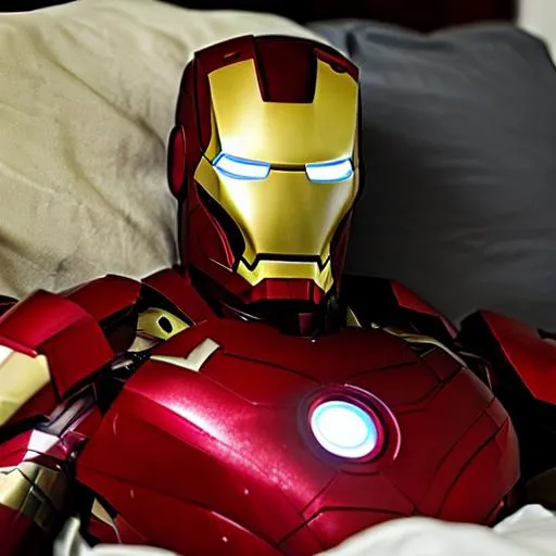 Prompt: iron man in bed