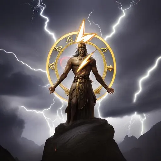 Prompt: god of time with lightning