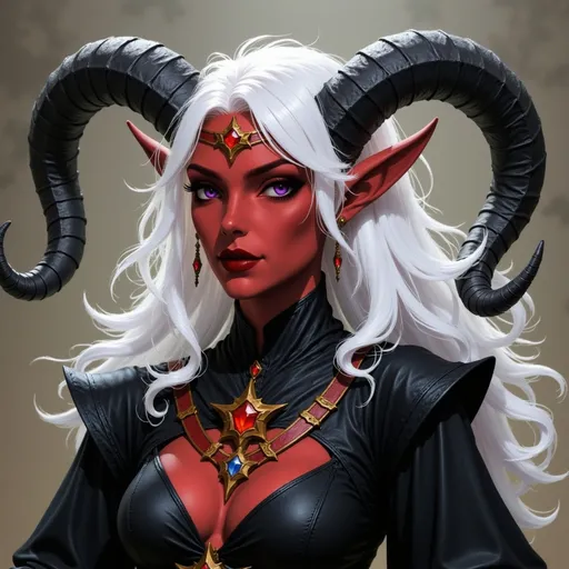 Prompt:  @p2CZMES7VK5y7B1QsEFp white hair, large crown, lots of jewelry, horns curved down, black clothes, dancing