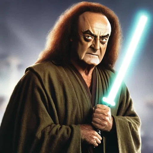 Prompt: Gowron with bulging eyes as a Jedi
