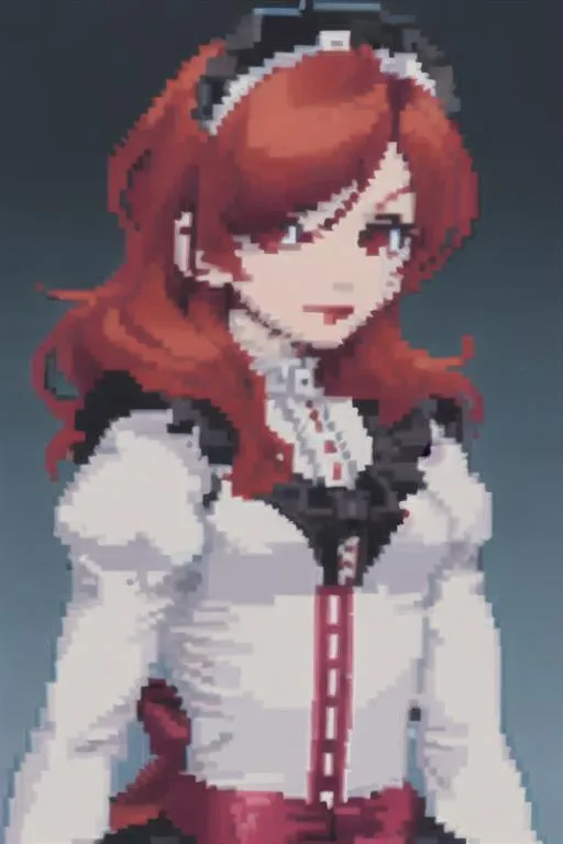 Prompt: redhead , maid , cute , pixel art

