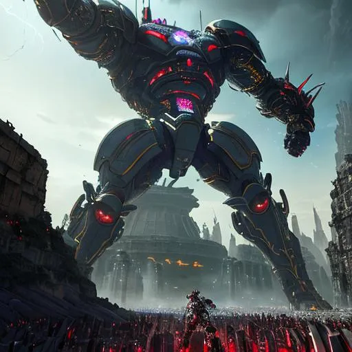 Prompt: 8k portrait of two aggressive futuristic gladiators fighting to the death, with cyber swords, in a huge thunder dome like battle colosseum,  with huge crowd, cinematic perspective concept art, sci fi style art, ibackground, .obj file, high quality render, ultrarealistic, cinematic style, xfiles, deviantart rendered in unreal engine 5, intricate details