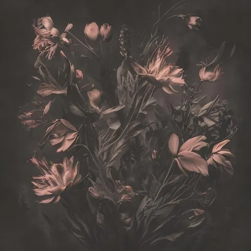 Prompt: Dark album cover with a floral theme