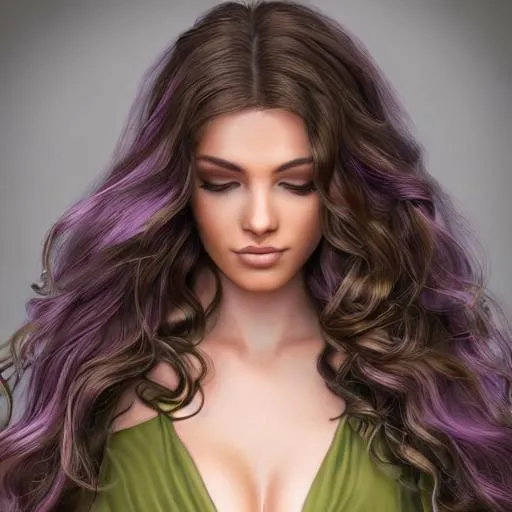 Prompt: hyper realistic full body digital drawing of a female with long curly, brown hair, olive skin, green eyes, a tiny black mole above her lip, long slim body, wearing a long fairy light breezy lavender gown , portrait, 8k resolution concept art dynamic lighting hyperdetailed intricately detailed 
