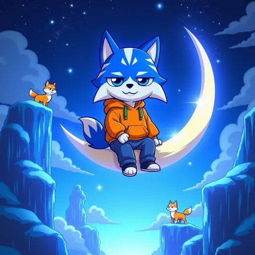 Prompt: @gVBpofoVj31NI53rKCwf "TOSHI the Guardian of Dreams"Create a surreal, dreamlike landscape where TOSHI sits atop a floating crescent moon, surrounded by cascading waterfalls of stardust. Ethereal creatures, such as winged deer and luminous foxes, frolic in the dreamscape below. TOSHI's whiskers glow softly, and his paws leave trails of light as he moves. His eyes are twin galaxies, reflecting the hopes and dreams of those he protects.