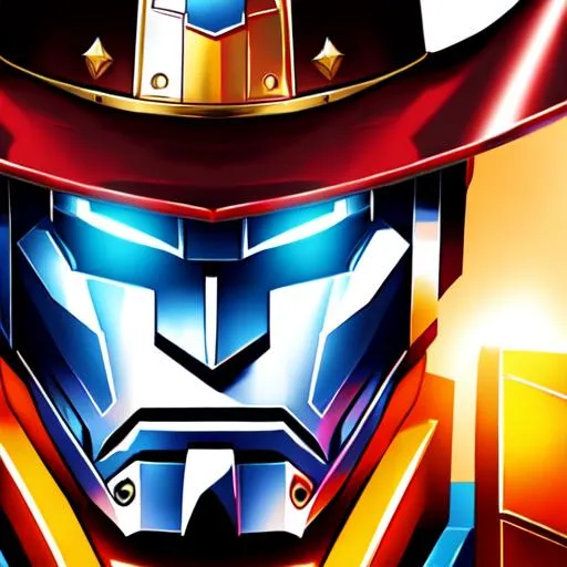 Prompt: Optimus Prime wearing a cowboy hat