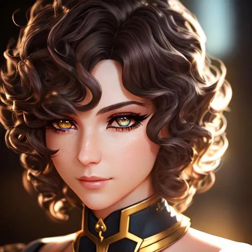 Prompt: dnd, tiefling, snake eyes, golden color eyes, detailed face, detailed eyes, full eyelashes, detailed interior, ultra detailed accessories, birthmark on face, curly hair, short hair, 

((sunshine, very strong sunlight on face, cinematic lighting, volumetric lighting, beautiful shading, head light, back light, natural light, ray tracing, symmetrical)), (((masterpiece, professional, professional illustration))), Fantasy style,

UDR, HDR, 64k, masterpiece