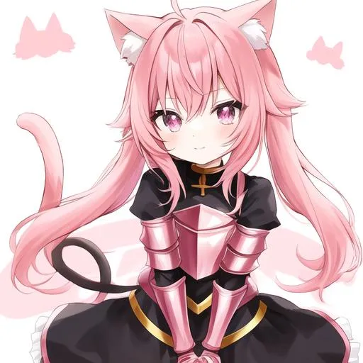 Cute anime cat girl pink