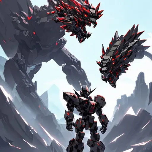 Prompt: Big robot with Black diamond dragon (i like big robots)
