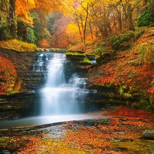 Waterfall in autumn rain | OpenArt