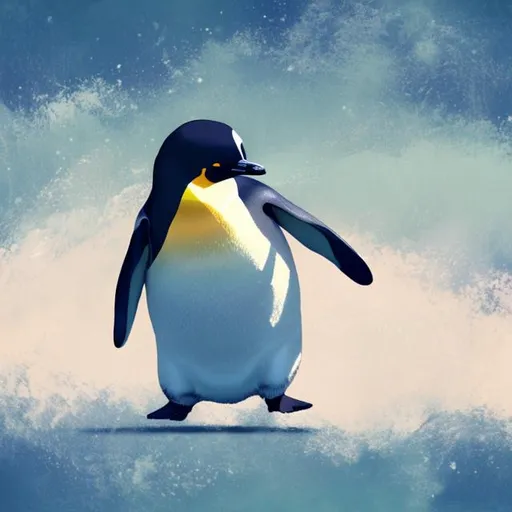 Prompt: Beautiful Penguin, tundra, abstract dance