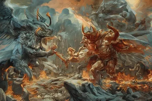 Prompt: God and Satan in a very brutal fight over the world, super detailed, 4k, very epic, amazing view, 