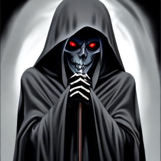 Grim Reaper Woman, Long Hooded Cloak, Peering Eyes T...