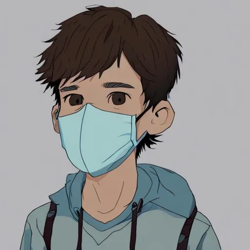 Prompt: an Animation of a boy wearing mask age between 16 to 20 
