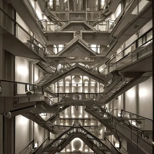 Prompt: Escher elevators 
