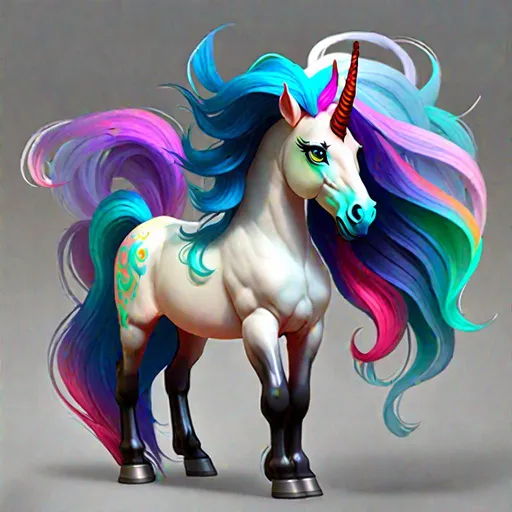 Prompt: Haley  as a demon horse hybrid (bright multi-color hair) (multi-color eyes) (horse ears)