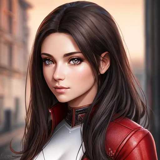 Prompt: (( halfling woman)), medium length light hair, Full body Beautiful, a hyper realistic ultra detailed photograph, detailed symmetric beautiful hazel eyes, detailed gorgeous face, exquisite detail, 30-megapixel, 4k, trending on artstation Isometric Centered hypereallistic brownish black hair red jacket