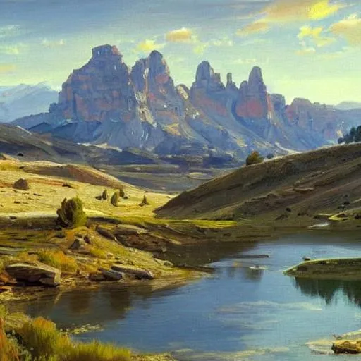 Prompt: A detailed  wyoming landscape in the style of Peder Mork Monsted