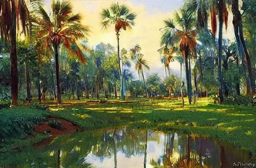 Prompt: Florida landscape, beautiful artwork by peder mork monsted