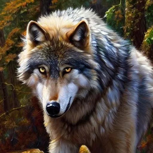 Prompt: a beautiful oil painting of a hungry wolf, D&D, fantasy, highly detailed, digital painting, artstation, smooth, sharp focus, illustration, art  4K 8K