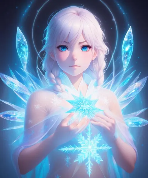 Prompt: frozen fractal deity, symmetrical, soft lighting, by makoto shinkai, stanley artgerm lau, wlop, rossdraws, full body