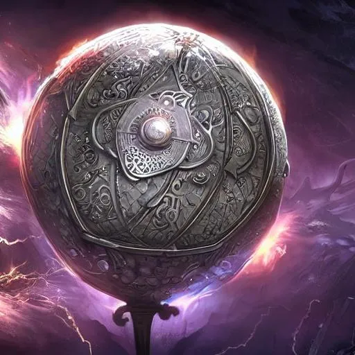 Prompt: a magic item that looks like a sphere covered in detailed engravings shooting lightning, commanders sphere, fantasy art, fantasy, magical, concept art, highly detailed, realistic, artstation, award winning,