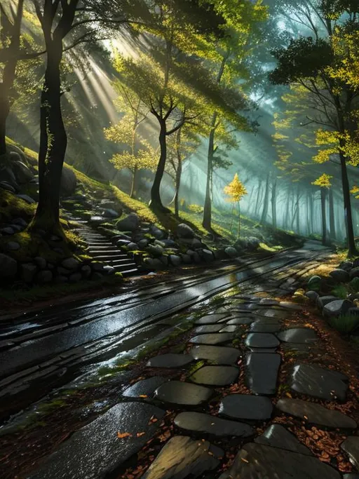 Prompt: rainy summer north european forest, cobblestone street

scenic view landscape 2D flat color medieval city on the gigantic abyss hole vector background, action shot, extreme long shot wide view, full frame wide angle,

sunshine, blue sky, cinematic lighting, god rays

hyperdetailed 2D vector concept art picture, vector, illustration, character concept,

2D fantasy concept art style, inspired by final fantasy art, adventure, inspiring, colorful, heroic fantasy art,