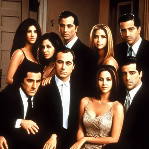 Prompt: friends cast as the corleone family in the godfather