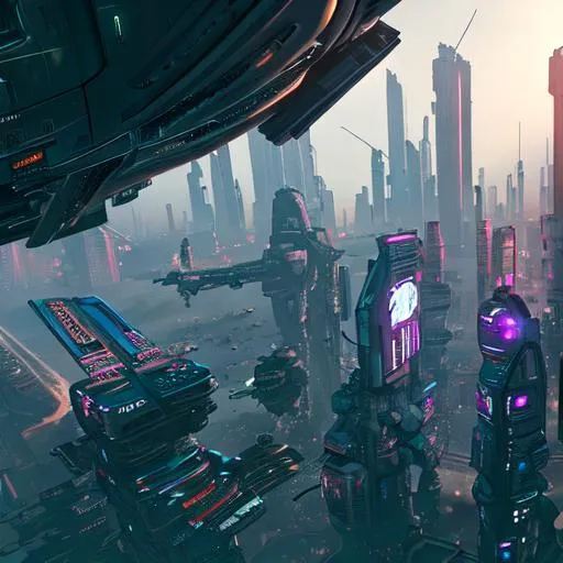 Prompt: a cyberpunk city in space near black hole in 3d and 4k.