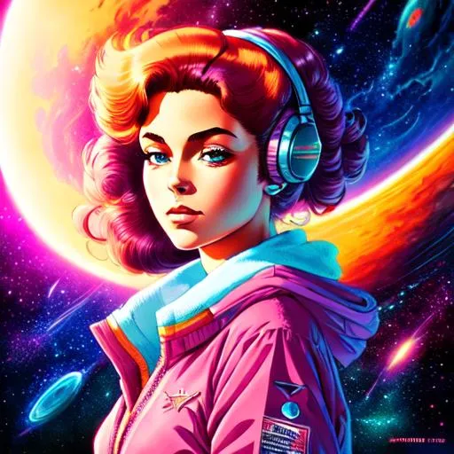 Prompt: retro art, anime character, synthwave art, highly detailed, galaxy, cosmos