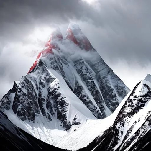 Prompt: mountain K2 with stormy sky
