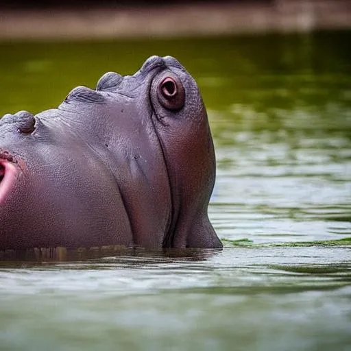 Prompt: scary human-hippopotamus hippo teeth slay 