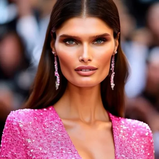 Prompt: Very high quality Bianca Balti wearing a highly accurated Barbie inspired pink Dolce&Gabbana perfect Look 