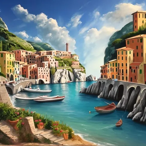 Prompt: Background art of an Italian coast
