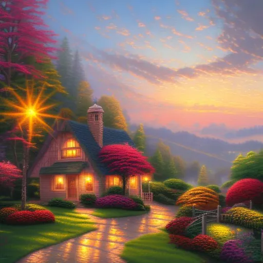 Prompt: In the style of HR Geiger, in the style of Thomas Kinkade.


