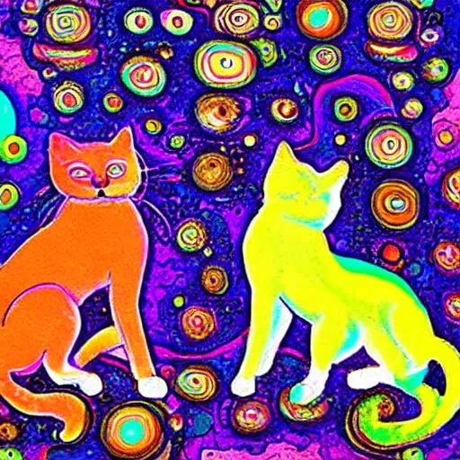 Prompt: psyhedelic cats